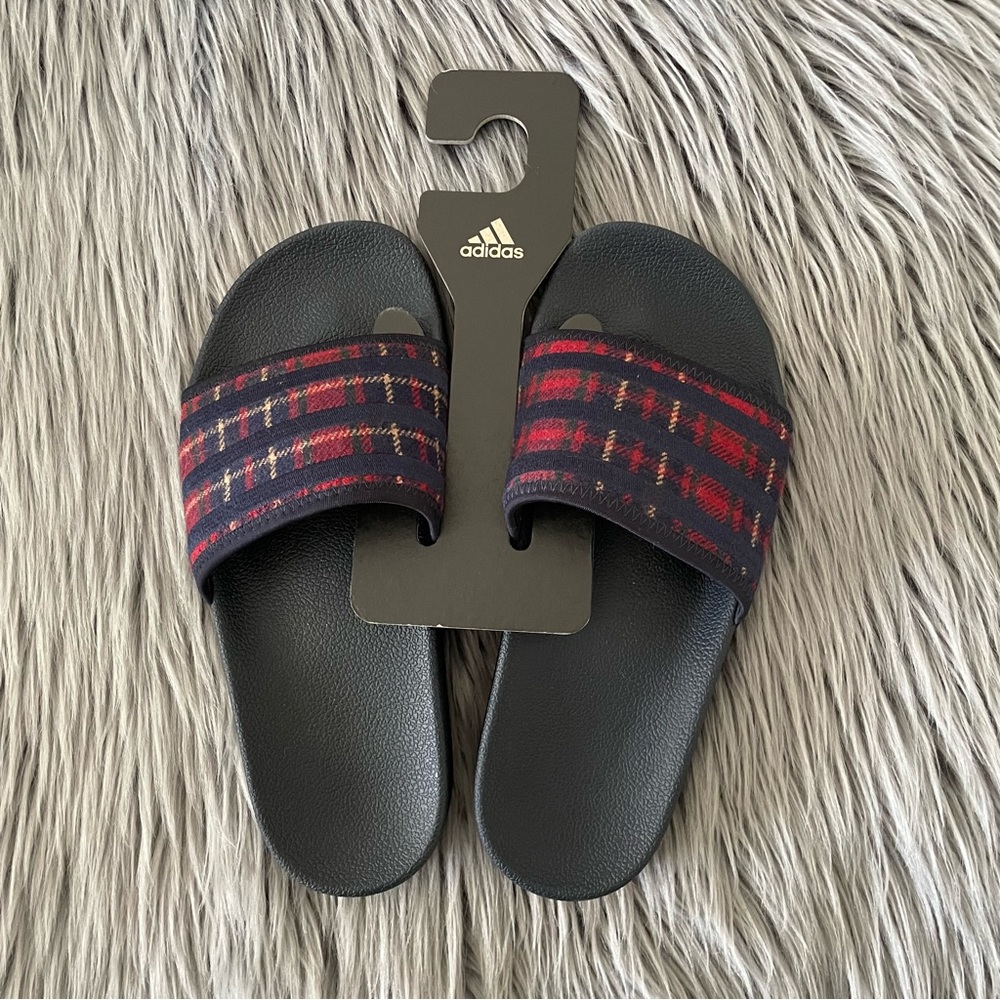 ADIDAS rare adilette tartan slide cozy pack